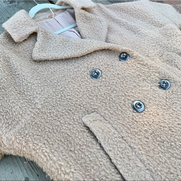 Free People mauve blush pink oversized button down teddy sherpa jacket overcoat - Picture 12 of 16
